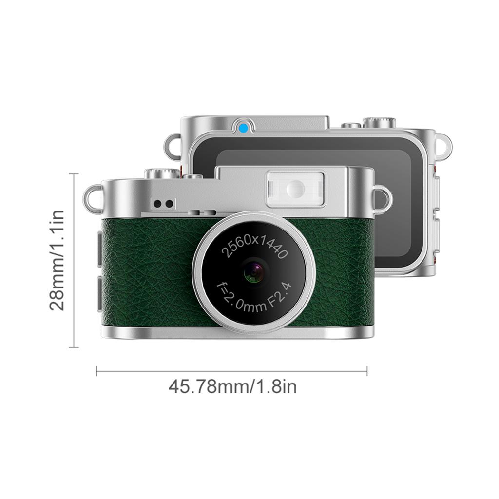 2K 1440P Retro Digital Camera Pocket Video Recorder with 1.47-inch IPS Color Screen LED Flash Light Mini Camera for Photography