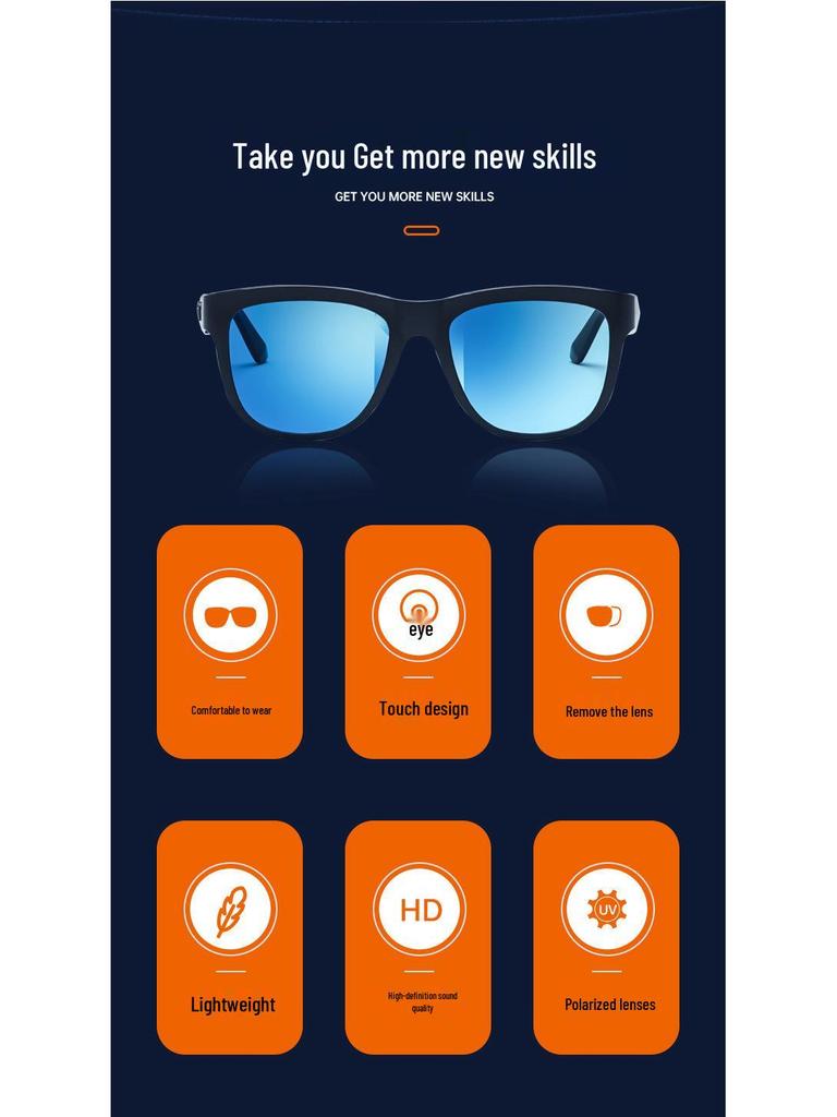Bluetooth Stereo Sunglasses with In-ear Earbuds 5.0 for Wireless Sports Listening