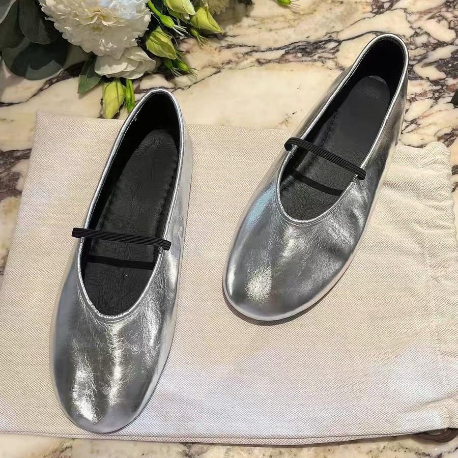

Silver Ballet Shoes Women s Flat Mary Jane Single Shoes One-word Light Mouth White Commuter Grandma Shoes 40 білий