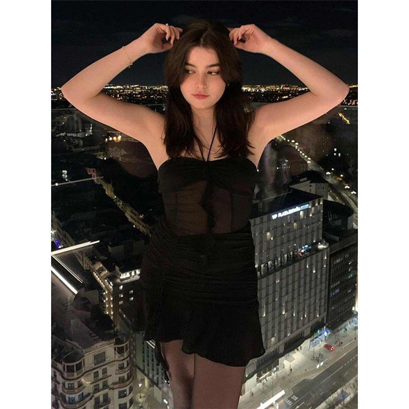European-style sexy spicy girl sleeveless strapless dress, women's spring new tight slimming niche pencil short skirt