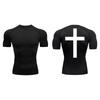 Cross Back Print Compression Shirts for Men Quick Dry Tees Tshirts Tops Gym Workout Running Undershirts Baselayers Rash Guard