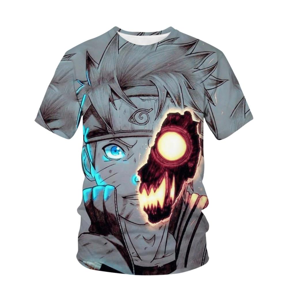 Sommer Naruto Hip Hop T-skjorter For Menn Anime Kakashi Streetwear O-hals Kortermet Herre T-skjorte Tegneserie Grafisk Topper Klær