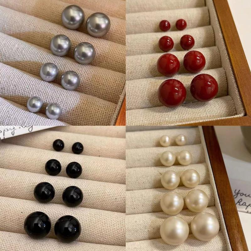 Silver Needle Korean Simple Versatile Pearl Earrings Fashion Niche Personality Earrings Light Luxury Temperament High-end Earrings Women