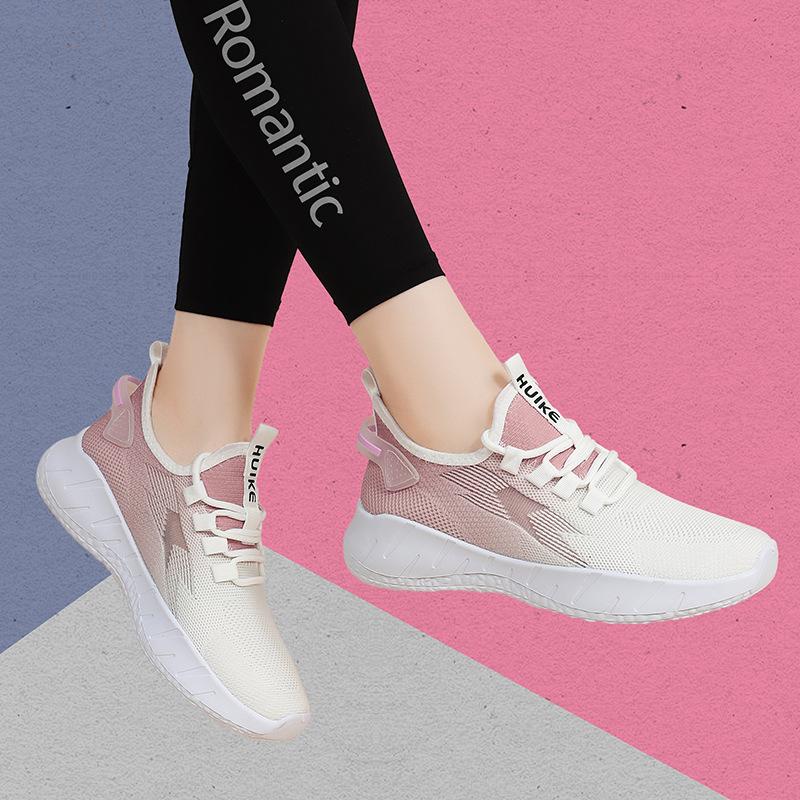 Summer new casual women's shoes soft sole breathable versatile flat bottom one pedal lace-up sports shoes walking running