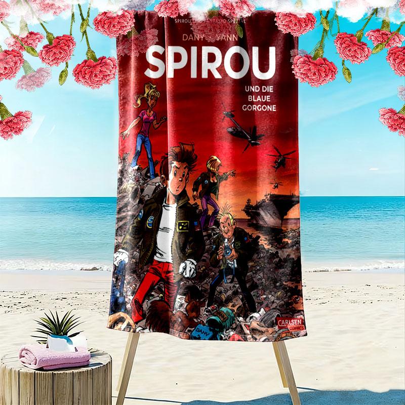 Spirou Blaze Print Beach Towel, Large Soft Quick Dry Towel for Beach Camping Swimming