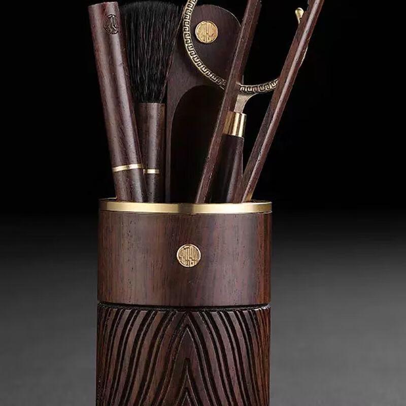 Ebony Solid Wood Six Gentlemen Tea Tool Set