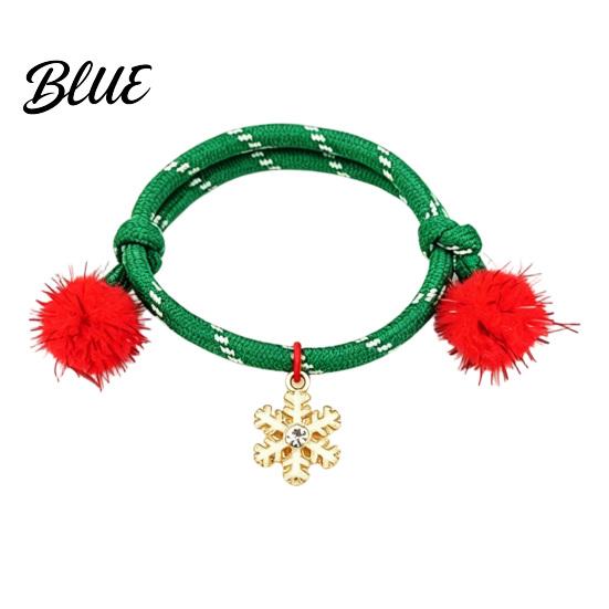Cute Snowman Wrist Decor Christmas Bracelets Red Green String Bracelet Adjustable Rope Bracelet with Bag Charm Lanyard And Tinsel Pom Poms Holiday