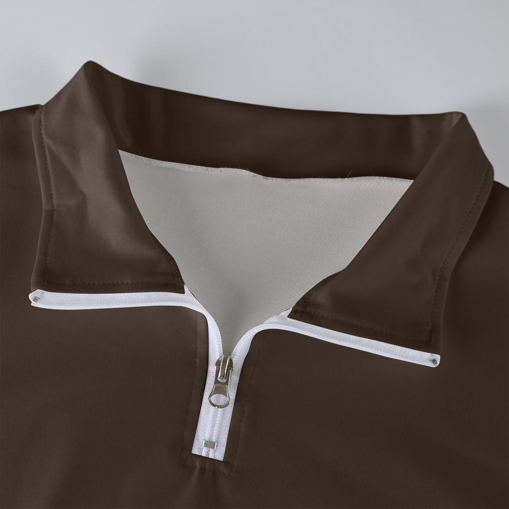 Men's Casual Long-Sleeved Collared Quarter-Zip Sweatshirt