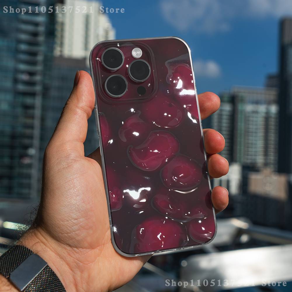 Crystal Cherry Phone Case For iPhone 17,16,15,14,13,12,11 Pro,Max,Plus,X,XS,XR,SE4,E Mini Transparent Soft Cover