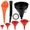 6 Pcs Automotive Funnels Set, Wide Mouth Fuel Funnels,Automotive Oil Funnel