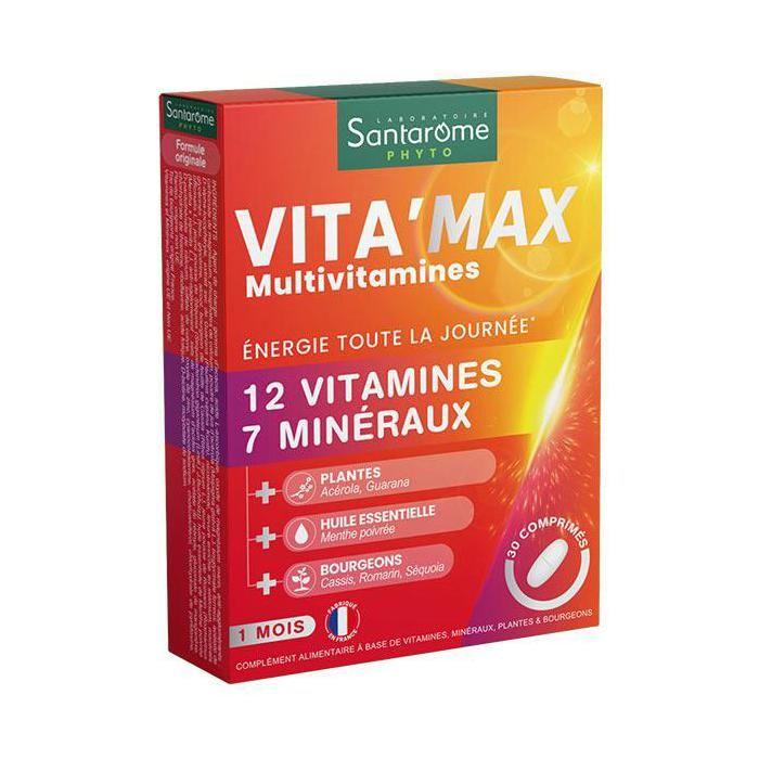 Santarome Bio Vita#039;max Multivitamines Energie et Vitalité 30 comprimés
