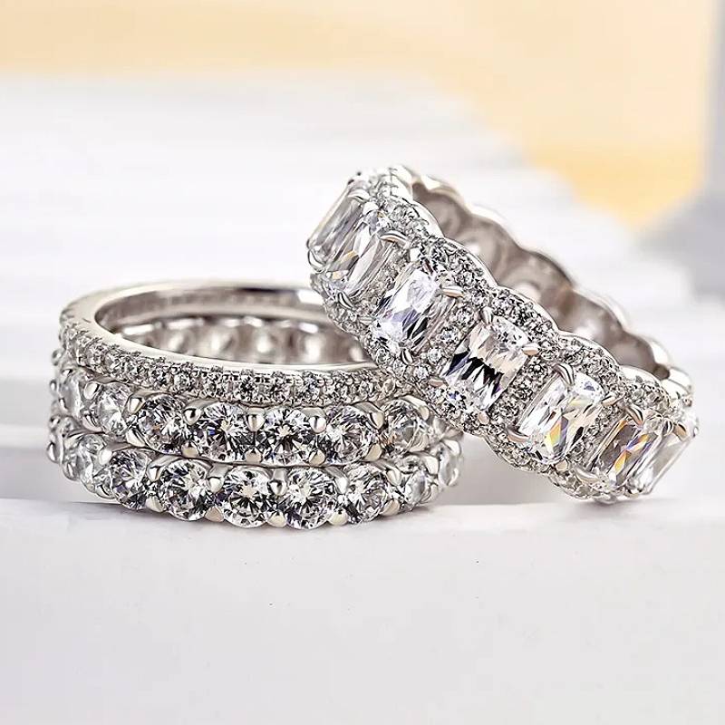 

Huitan Gorgeous Copper Color Women 4Pcs/Set Ring Inlaid Shining CZ Trendy Luxury Accessories for Wedding Party Charming Zircon 6