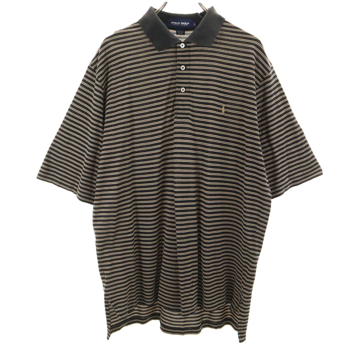 

POLO GOLF RALPH LAUREN Поло с узором в полоску, рукав 7 минут, L, телесного цвета, мужское, б/у