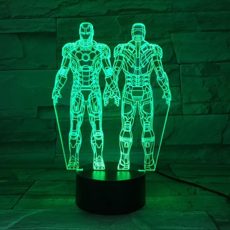 3D Avengers Iron Man & Captain America LED Night Light for Kids