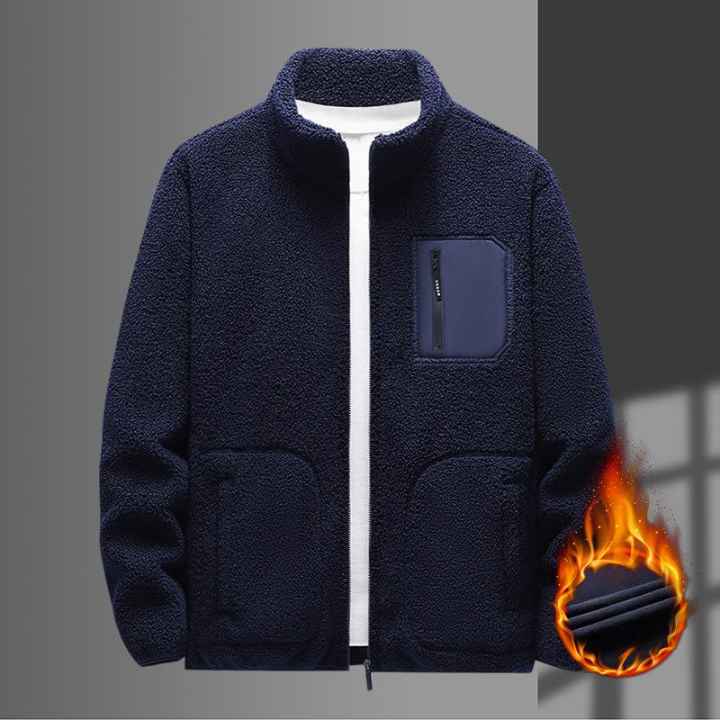 Autumn and Winter Fleece Outdoor Men's Jacket Stand-up Collar Warm Jacket Plus Velvet Warm Sports and Leisure Jacket