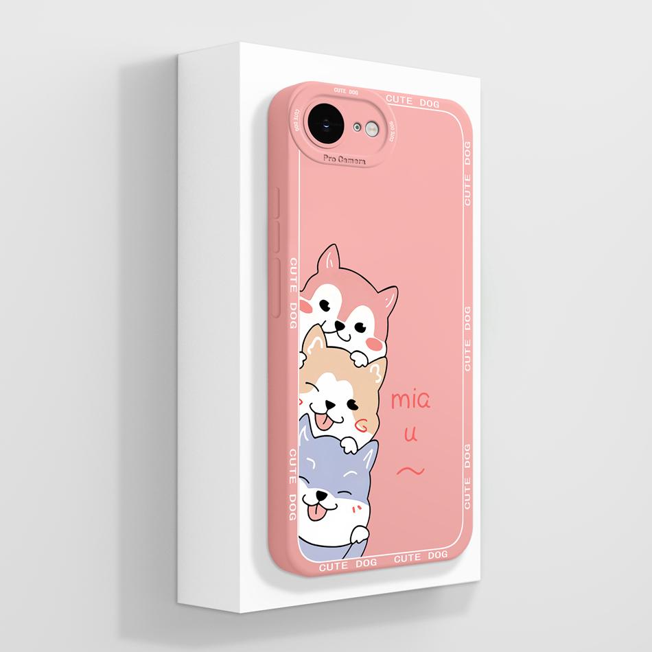 For iPhone 16E Phone Case Cute Panda Couple Funda For iPhone SE 2025 Camera Protection Back Cover Soft Liquid Silicone Protector