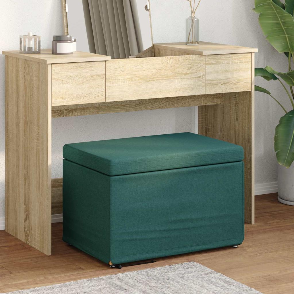 Stool Dark Green 61 X 41 X 40 Cm Fabric and Particleboard