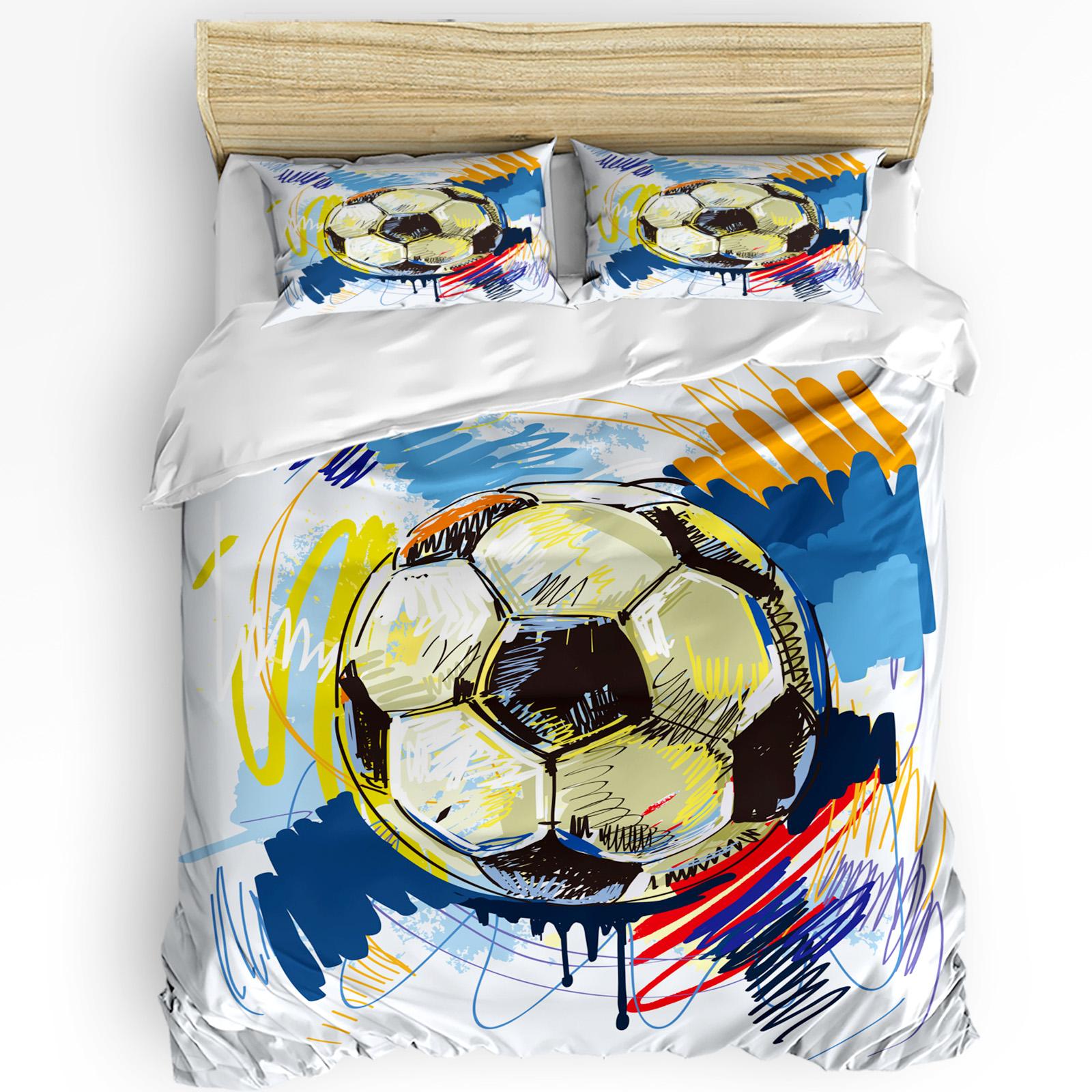 

Football Wall Crack Soccer Printed Comfort Duvet Cover Pillow Case Home Textile Quilt Cover Boy Kid Teen Girl 3Pcs Bedding Set EU Single(135*200cm)3pcs