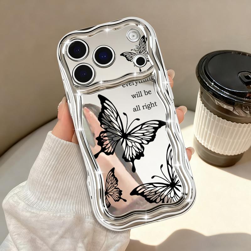 Shockproof Luxury Soft TPU Cover For iPhone 17 Pro Max Air 16e 16 15 14 13 Pro Max 12 11 Line Butterfly Electroplated Phone Case
