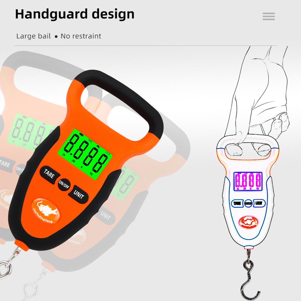 For Fishing Luggage - 50KG/10g Water-Resistant Fish Hook Weighing Portable Hanging Scale Digital Hook Scale Lb/KG/JIN/N Handle Weighing