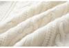 Women's Thick Cable Knit Cashmere Sweater - High Neck, Loose Fit, Soft Jacquard Inner Layer