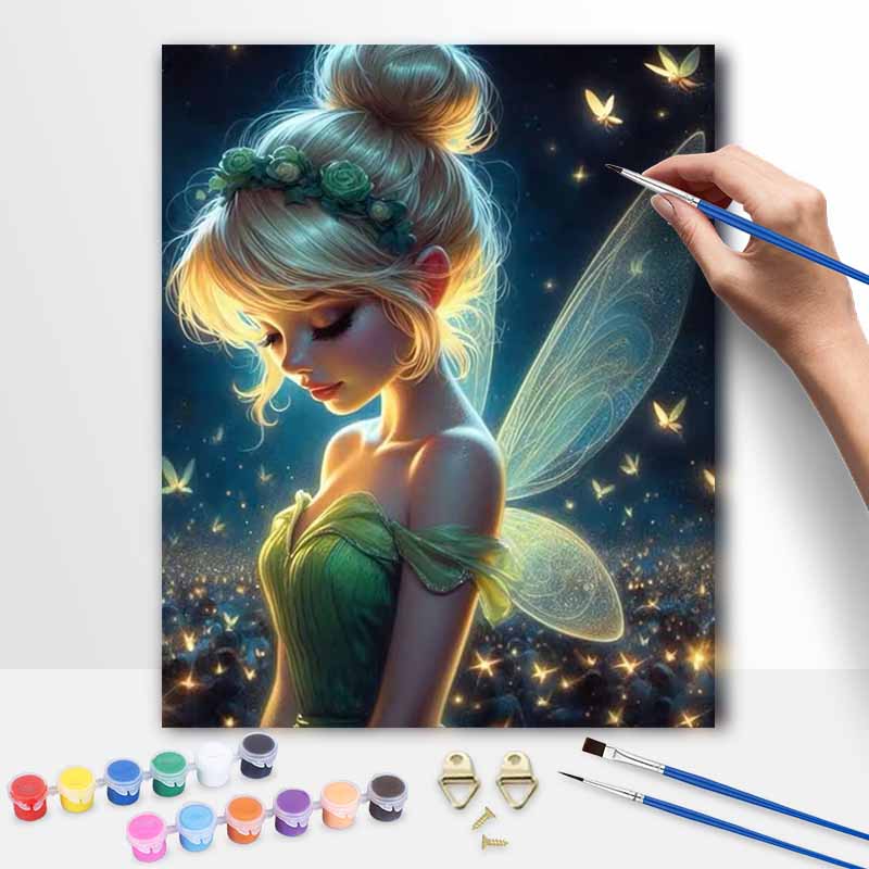 Disney animation Tinkerbell digital oil painting diy handpainted coloring painting home decoration, beautiful fairy art wall decor set