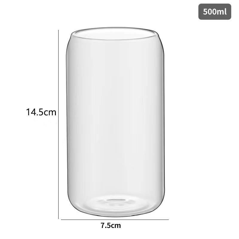16oz High-Value Transparent Cola Cup with Bamboo Lid & Borosilicate Glass Straw, Logo Printed.