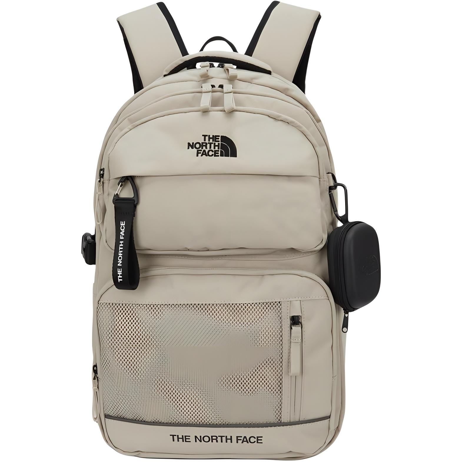The North Face Men's Light/Beige 30L Brand Logo Zipper Closure Backpack Outdoor Bag Unisex Backpacks - Nm2dq06k