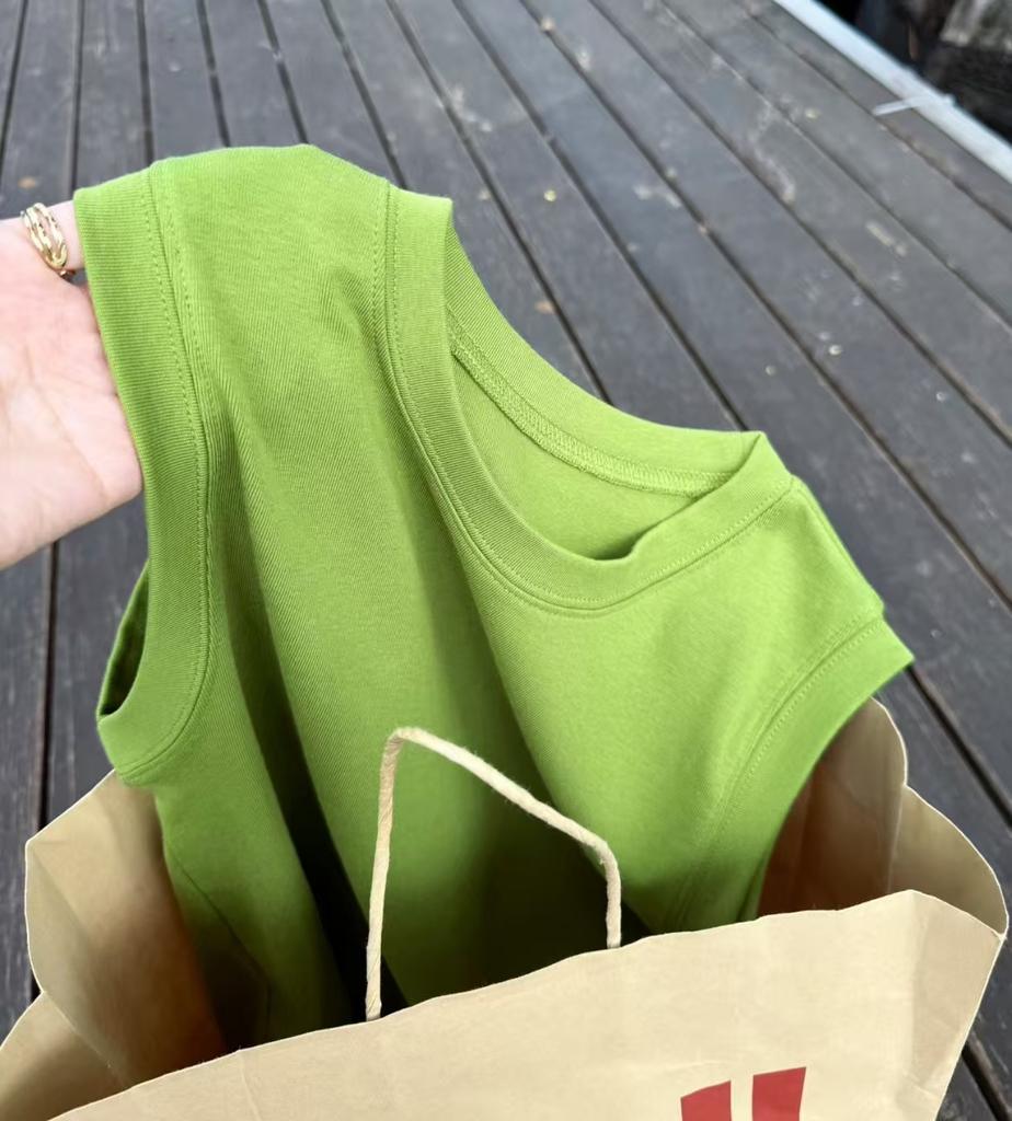 Spring and Summer Versatile Elastic Slim Slim Short Round Neck Bottoming Shirt Women's Sleeveless T-shirt Vest Top Commuting