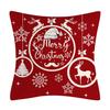 Red Series Snowflake Reindeer Pattern Throw Pillow Cover with Short Plush Print for Living Room Sofa Decoration Cushion Cover