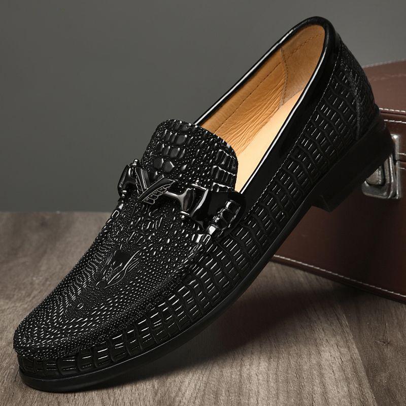 ModeEchtes Leder Herrenschuhe Slipper Büro Formelle Schuhe Hochzeitsfeier Kleiderschuhe Luxusmarke Fahr-Lazy-Loafer Mokassins