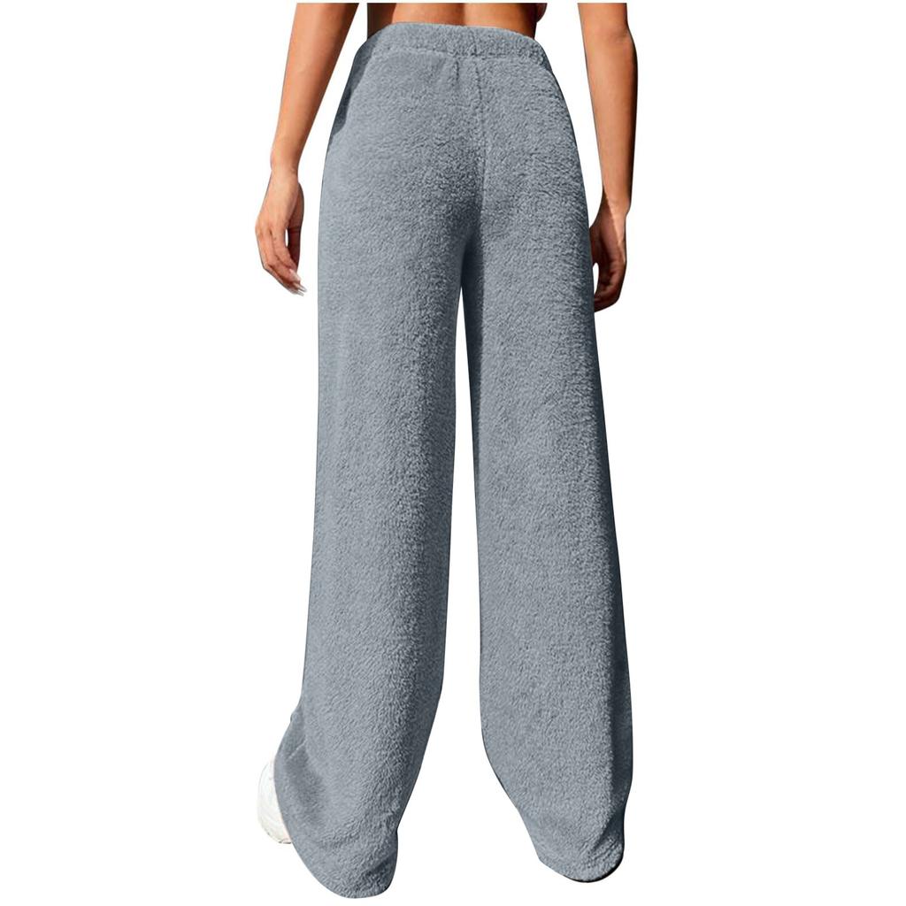 Women's Casual Elastic Waist Loose Plush Pants Beam Long Home Pants