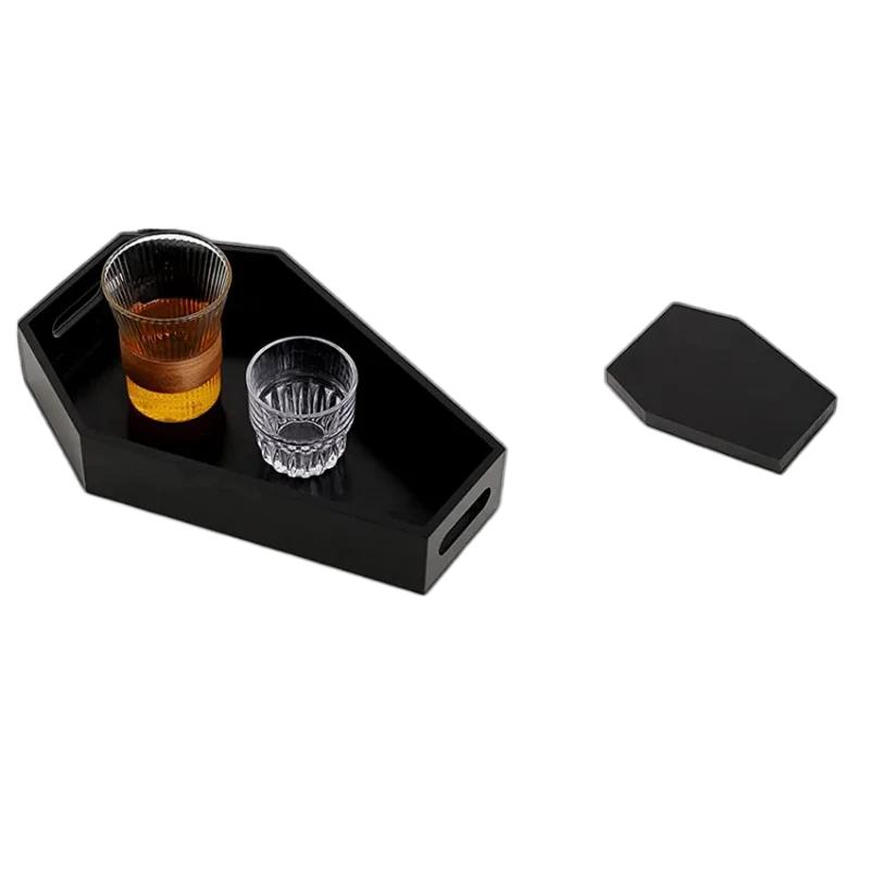 Coffin Shape Black Tray Storage Box Gothic Home Wood Tray Halloween Decoration Birthday ChristmasThanksgiving Day Present Gift
