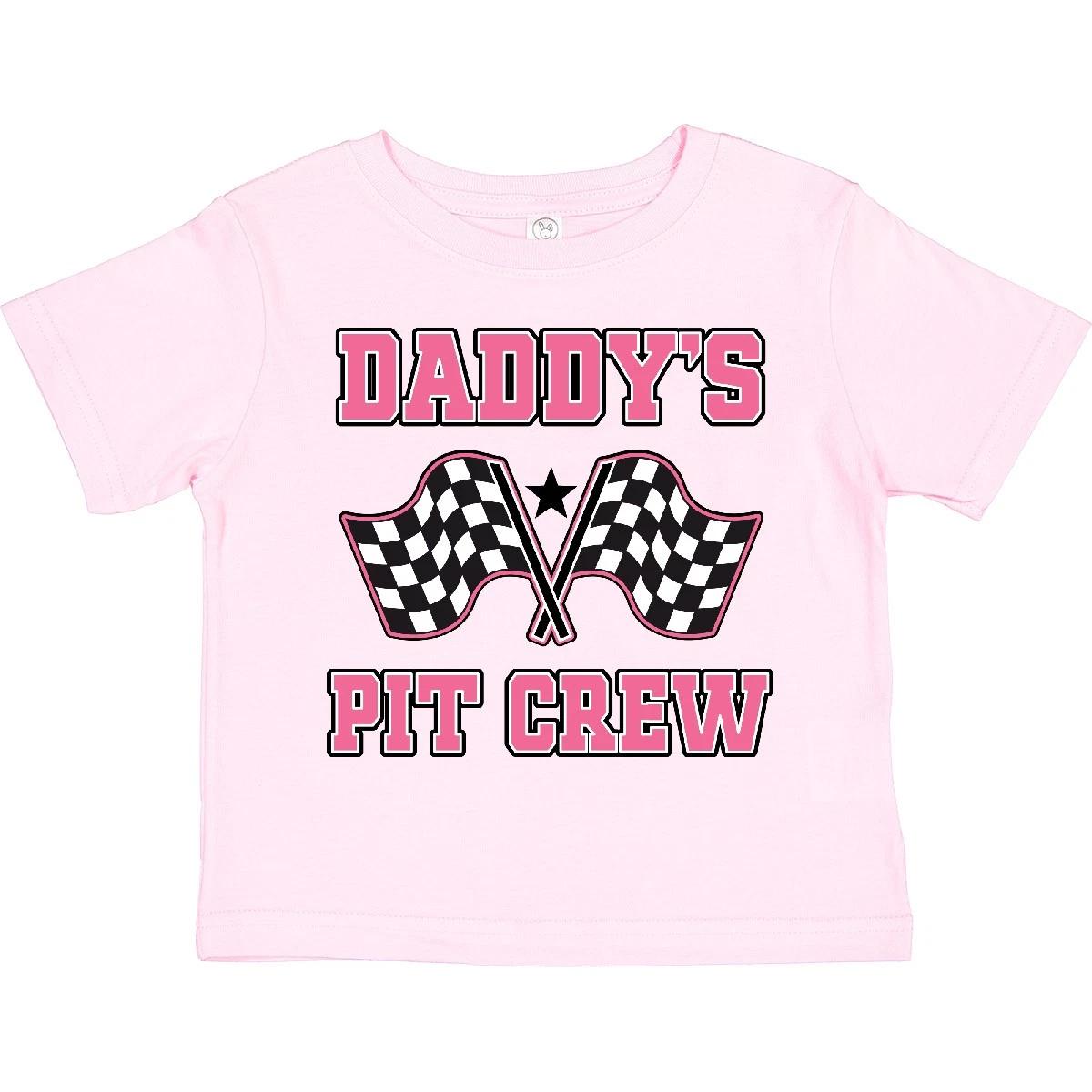 Inktastic Daddy s Pit Crew Design With Checkered Flags Toddler T-Shirt Car Auto 160