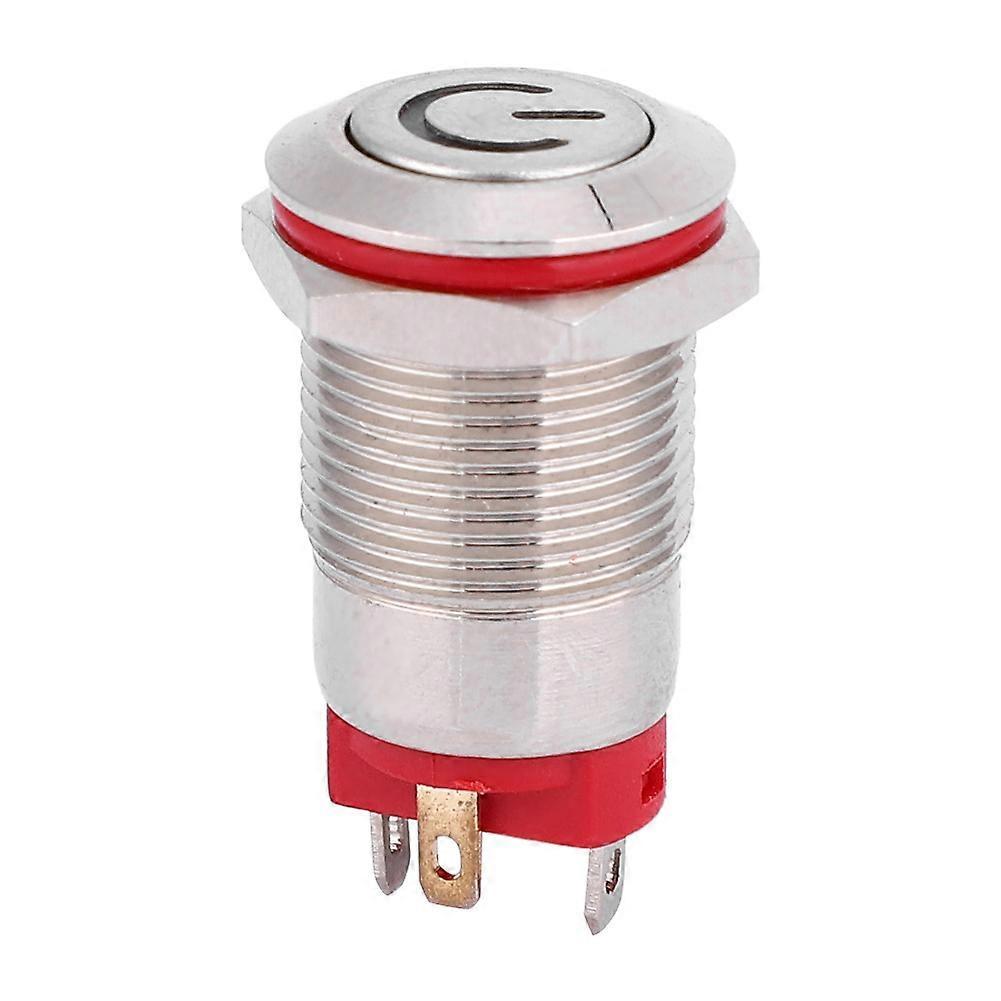 4 Pin Water Proof 12mm Metal Button Switch Power Shaped LED Self Lock Switch(Blue 9~30V)