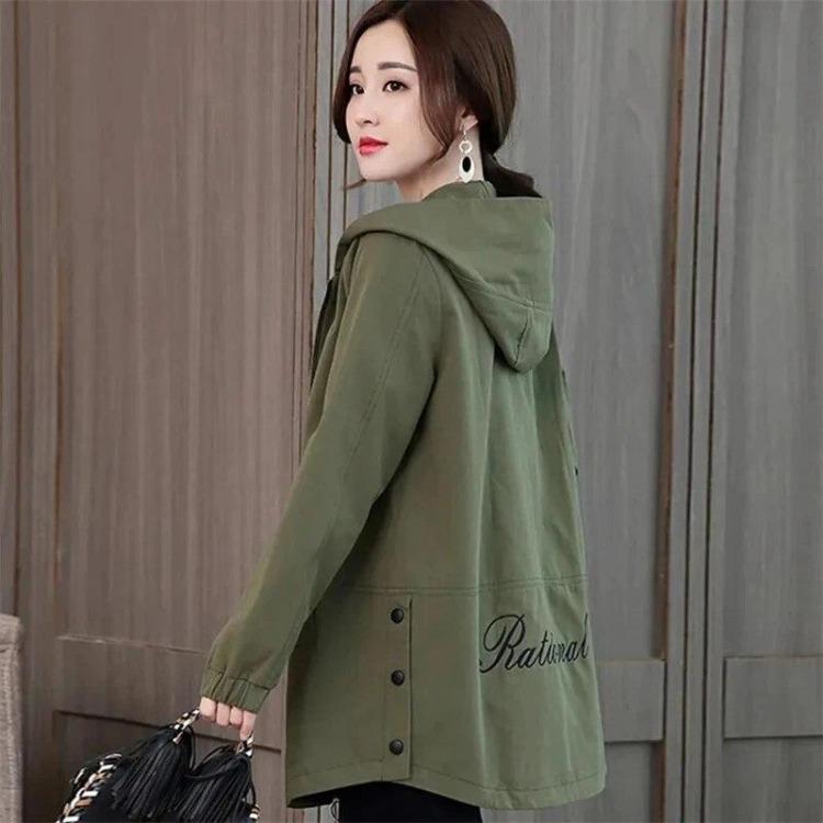 Large Size Hooded Trench Coat Jacket Women Autumn Spring Medium Long Jacket
