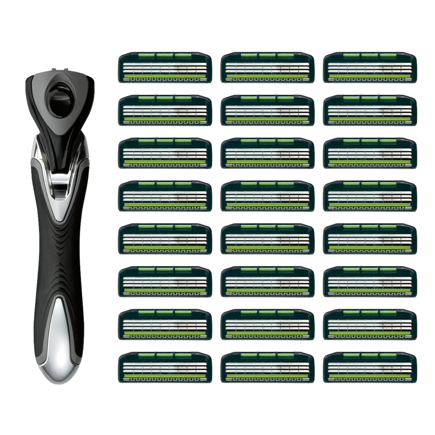 

FEATHER MR3 Neo Replacement Box with Made in Shaving Razor F-System Blades, 24-pack Holder, Japan, 3-blade, T-shaped Razor, Men s чорний