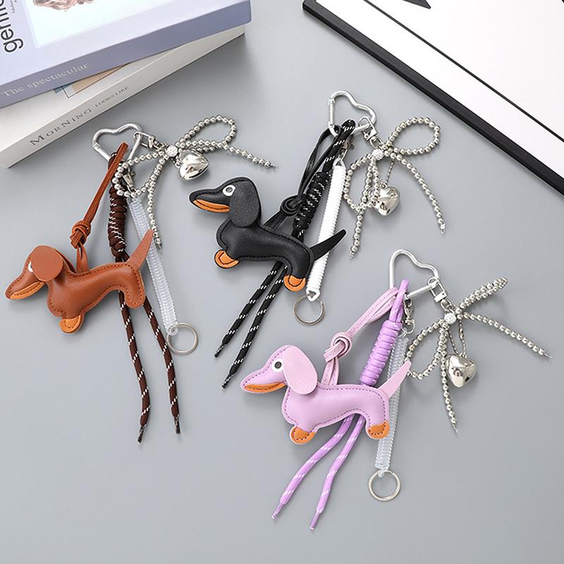 Chaveiro Laço de Miçangas Cachorro Salsicha Criativo Cordão para Celular Pingente Fofo para Mochila Acessórios de Decoração de Bolsa Presentes
