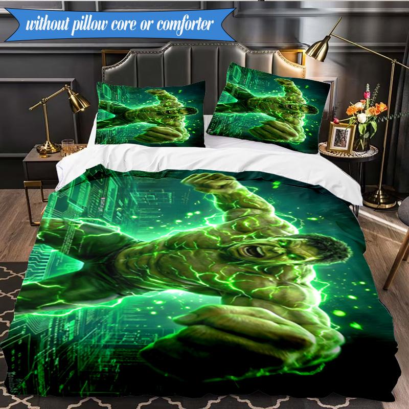 3PCS Green Hero Printed Bedding Set For Bedroom Dormitory,  Includes 1 Duvet Cover & 2 Pillowcases for All Seasons Home Decor Fan Gifts