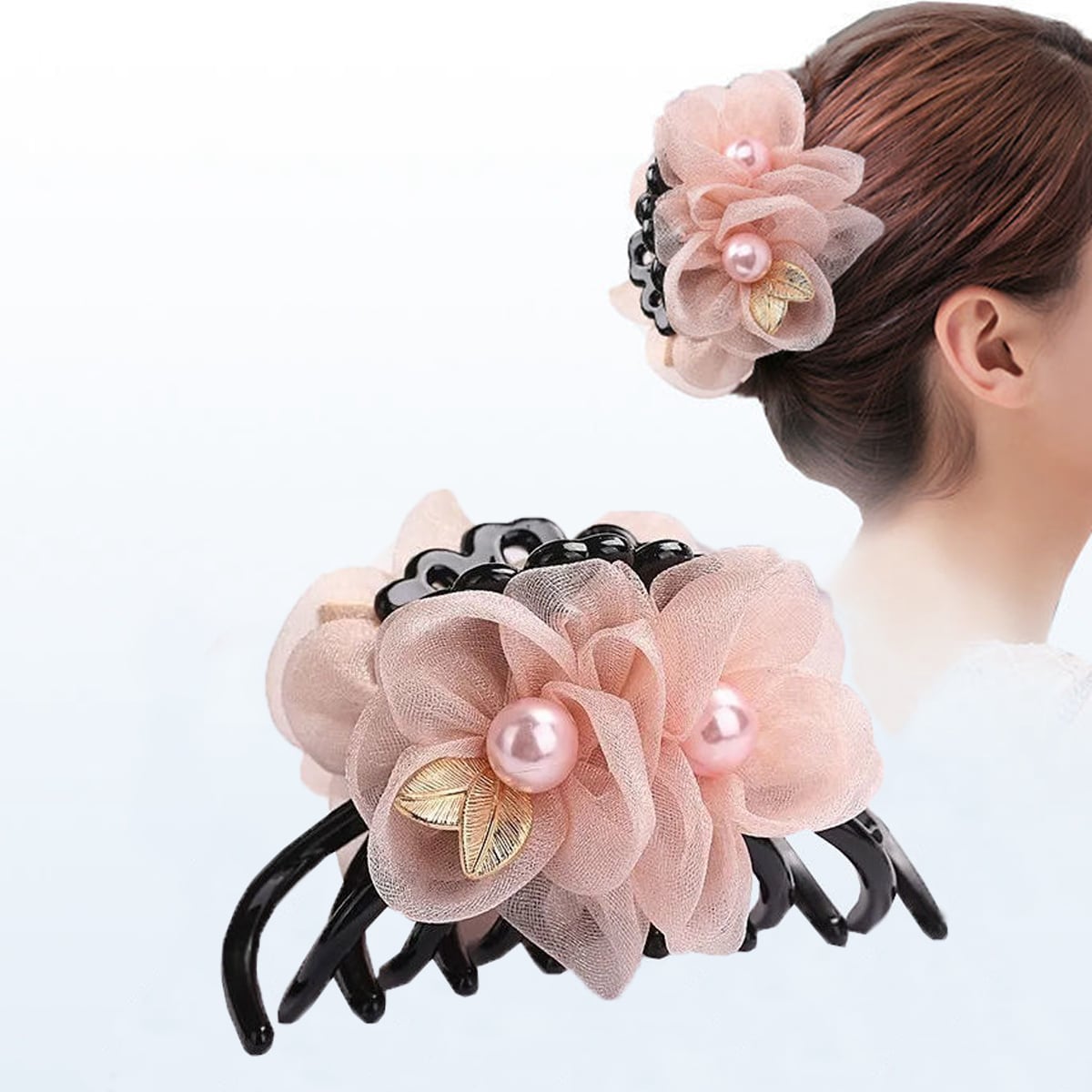 

Sweet and Stylish Large Hair Claw Clip for Updo at the Back of the Head, Hair Accessory for Women, Suitable for Dress Wear, Parties, розовый