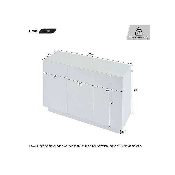 Armoire De Salle À Manger Ouverte Et Fermée, Buffet Blanc, Armoire De Foyer 120*40*75CM