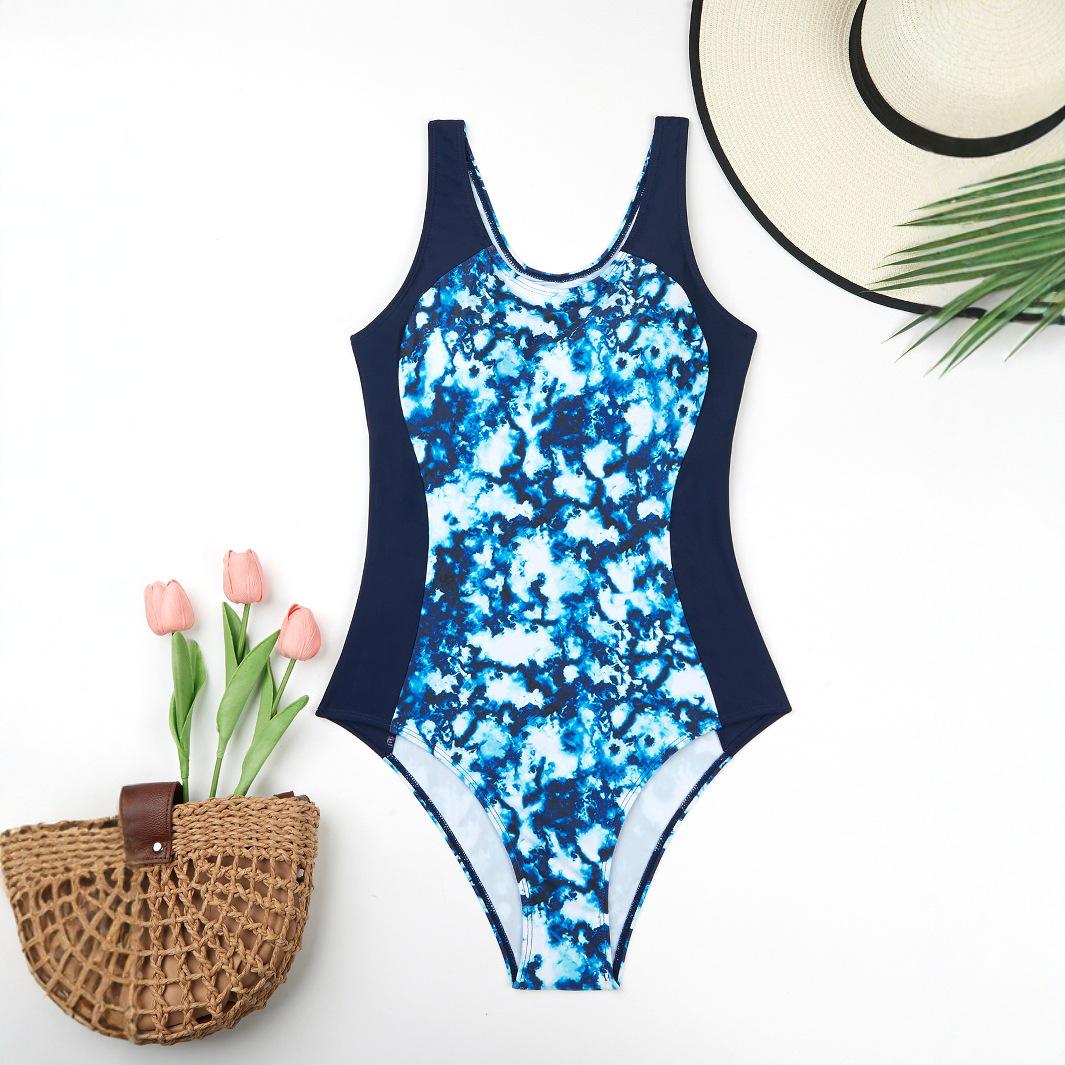 

2024 Tie-Dye Sleeveless Racing Bodysuit Swimsuit for Women L