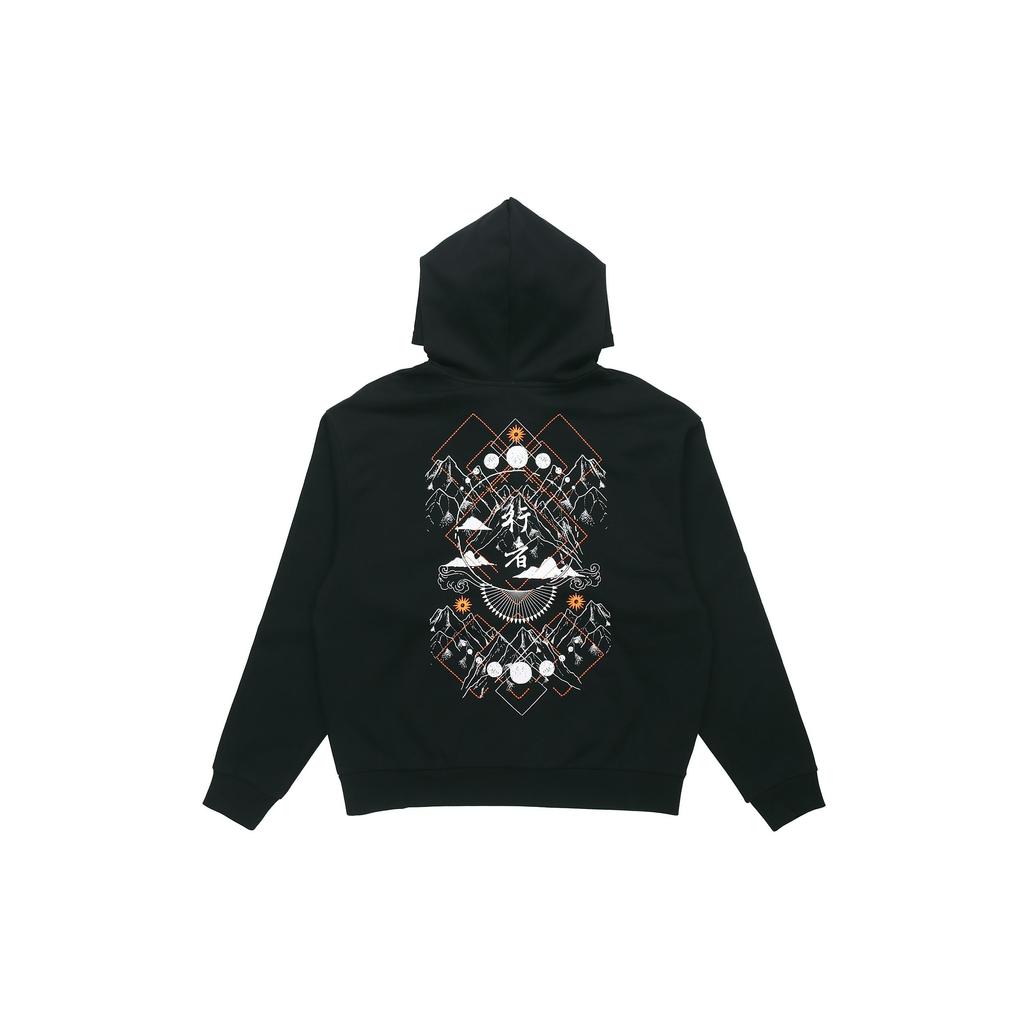 Li Ning Tygodniowy Pokaz Mody w Paryżu Biały Żuraw Spacerujący Haftowana Bluza z Kapturem Męska Bluzy Standardowe-Czarne AWDP769-2