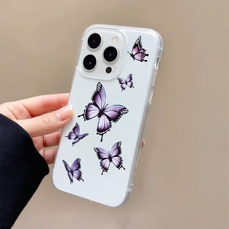 

Чехол для iPhone 17 Pro Max с дизайном бабочки - Стиль с белым фоном, Совместим с iPhone 16, 15, 14, 13 iPhone XS Max