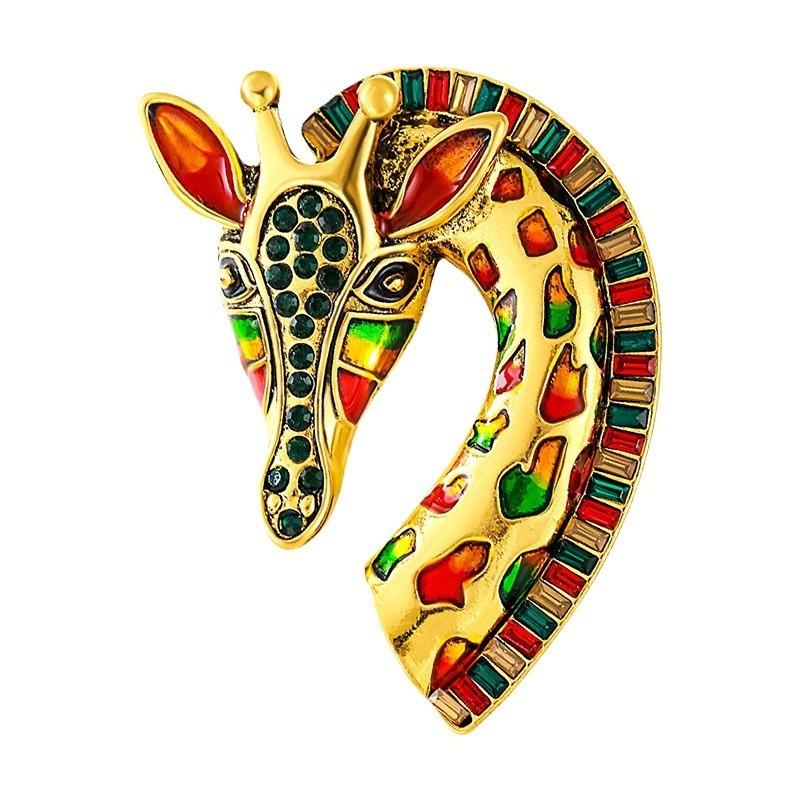 

Giraffe Brooch, Colorful Giraffe Animal Accessories, Retro Accessories, Animal Pins. золотой