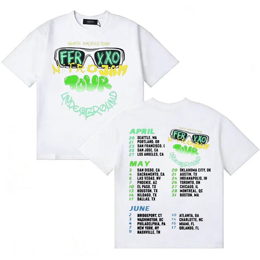 Feid Aesthetic Tour List Graphic Tshrit Pop Music High Quality Y2k Clothing Casual Short Sleeve Cotton Oversized Tops Fans Gift