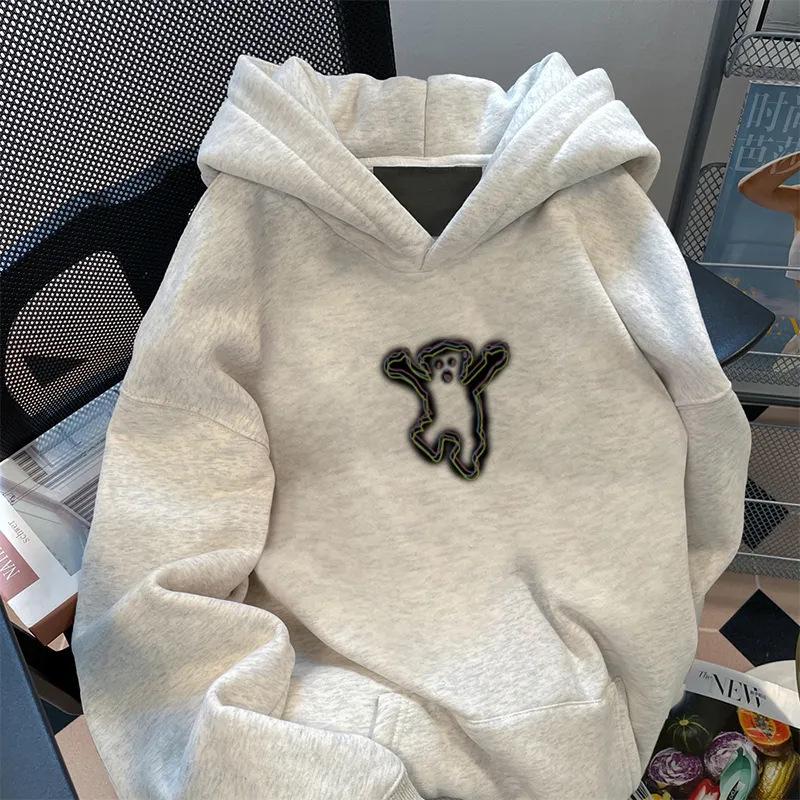 

Унисекс толстовка с капюшоном в стиле хай-стрит из чистого хлопка - Повседневная свободная посадка для осени/зимы 2XL (Recommended 146-170 jin)