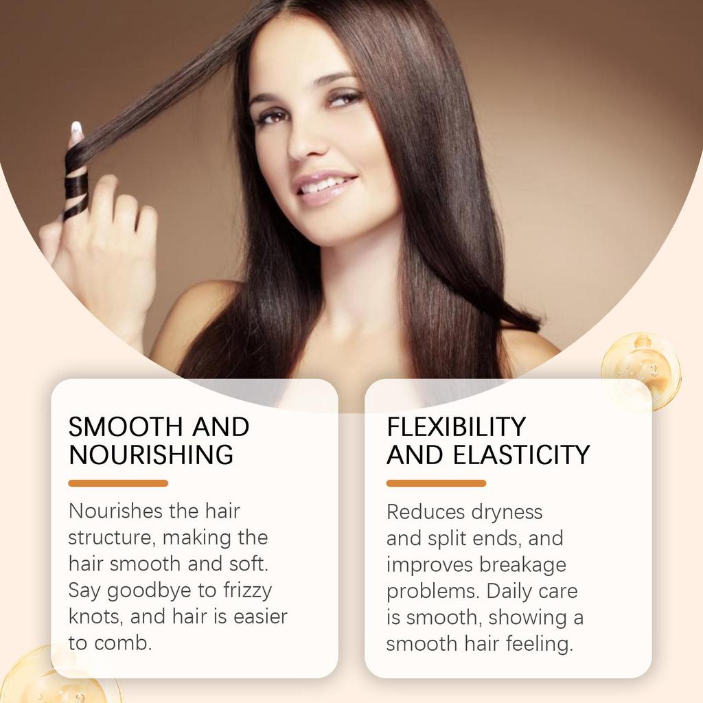 Hoegoa Keratin Repair Hair Mask, nourishes hair, smooth and tangle-free, lightweight and silky, naturally glossy hair mask, suitable for hair, 100g