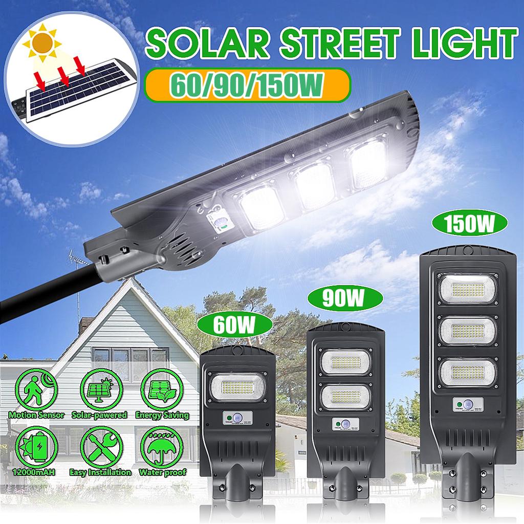 90W Solar Powered LED Street Light Radar Indution PIR Motion Sensor Wall Lamp