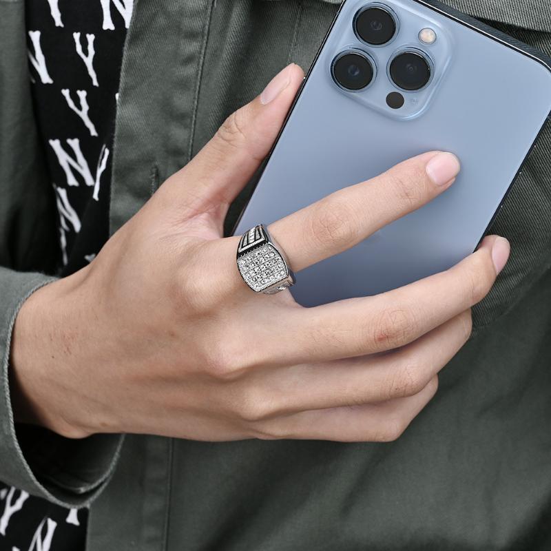 Luxury Hip Hop Full Diamond Titanium Steel Ring for Men Women Personalised Wearable Punk Jewellery Rapper Ring